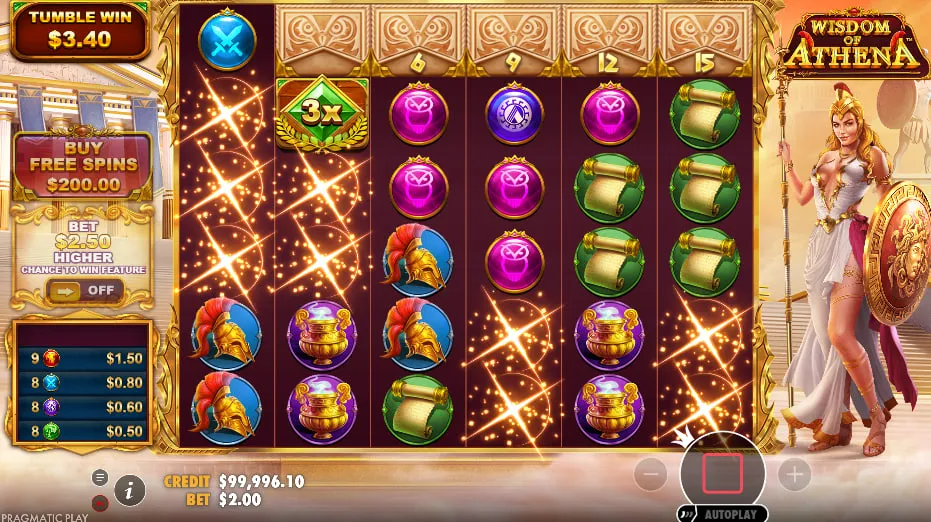 Wisdom of Athena Slot Game Basic Gameplay